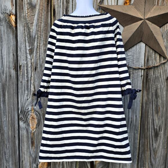 Striped Dress J.Crew Plus Size XXL Navy Ivory Off Shoulder Cotton Muslin Bow Tie - Picture 5 of 10